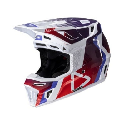 Capacete integral Leatt branco, vermelho, azul e roxo com ventilação