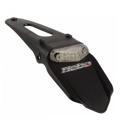 Proteção traseira de mota preta com luz e logo Hebo