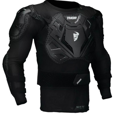 Colete preto de proteção com proteções rígidas e logótipo THOR