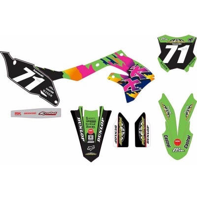 Conjunto de autocolantes coloridos para motocicleta com o número 71 e várias marcas