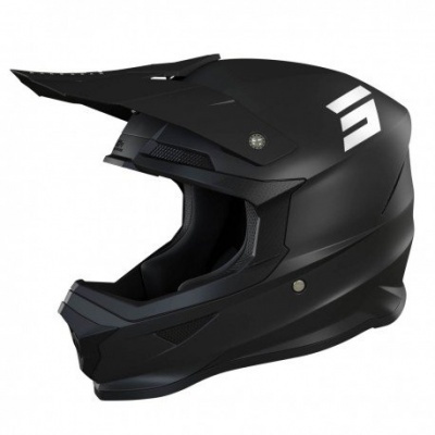 Capacete integral preto mate para motocross com logótipo branco