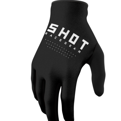 Luva preta desportiva com texto branco SHOT RACE GEAR