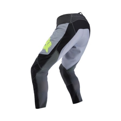 Calças desportivas em tecido cinza, preto e amarelo fluorescente