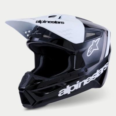 Capacete integral Alpinestars preto e branco para motocross ou off-road