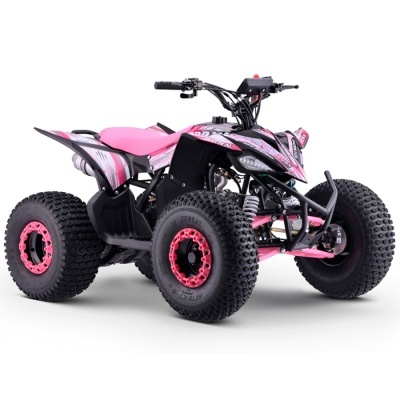 Quad eléctrico infantil com detalhes em cor-de-rosa e preto
