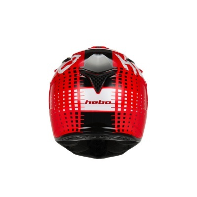 Capacete integral de motociclismo vermelho, preto e branco com design quadriculado