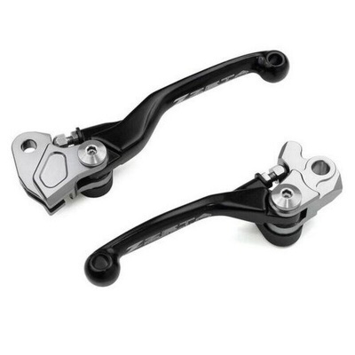 Conjunto de duas manetes de moto em metal preto e cinzento