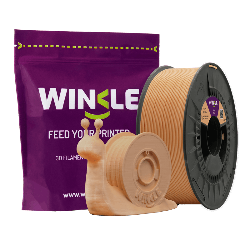 Filamento PLA Beje 1.75mm 1kg Winkle Rolo de filamento 3D bege com escultura de caracol e embalagem roxa WINKLE