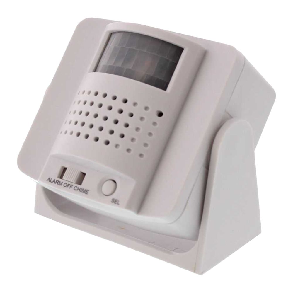 Campainha S/ Fios C/ Sensor Movimentos 18 Tons Well Alarme de movimento branco com sensor PIR em suporte ajustável