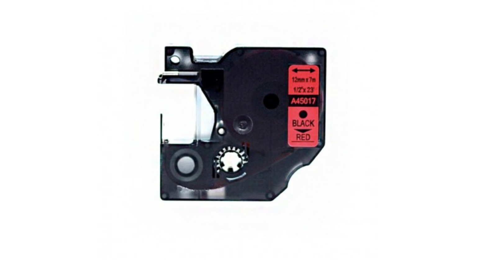 Etiquetas Dymo D1 45017 Generica para Rotuladora Texto vermelho sobre fundo preto Etiqueta de fita preta e vermelha para impressora Brother em plástico preto