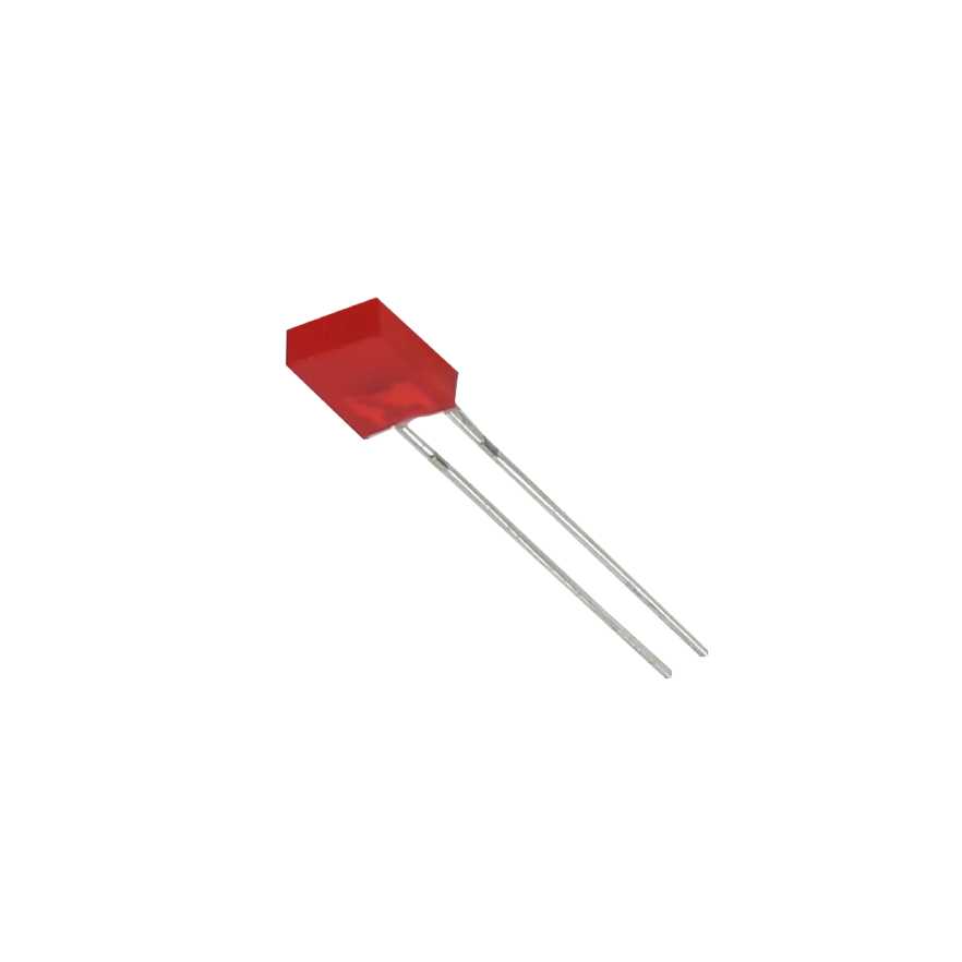 Led retangular 5x2mm Vermelho 150÷180mcd 146° 20mA Componente eletrónico vermelho com dois fios metálicos