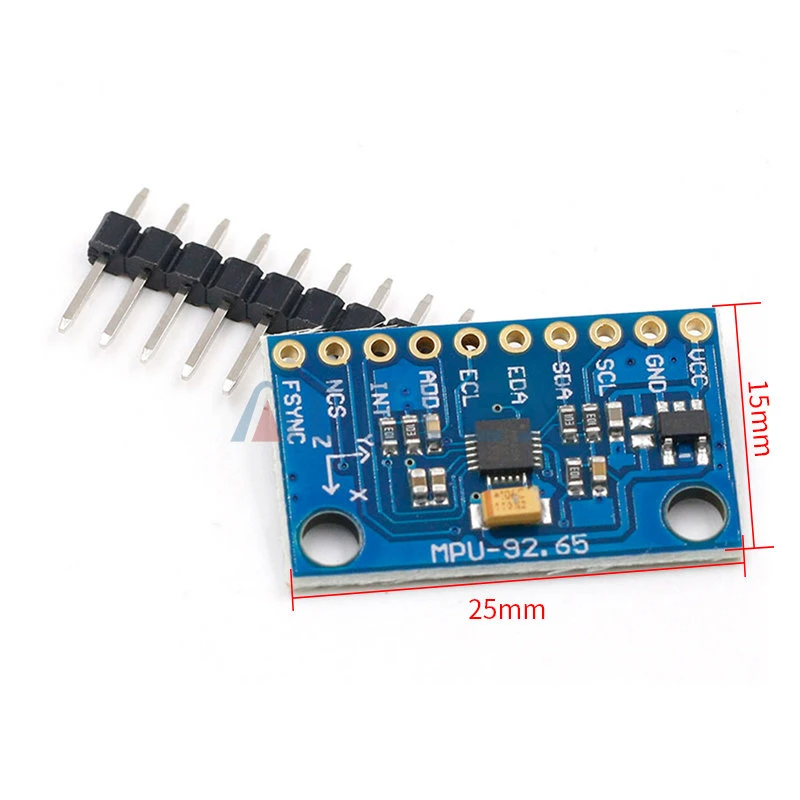 Placa módulo IIC I2C SPI MPU6500 MPU-6500 6-Axis giroscópio acelerómetro GY-6500 Placa eletrónica MPU-92.65 azul com pinos e texto de identificações