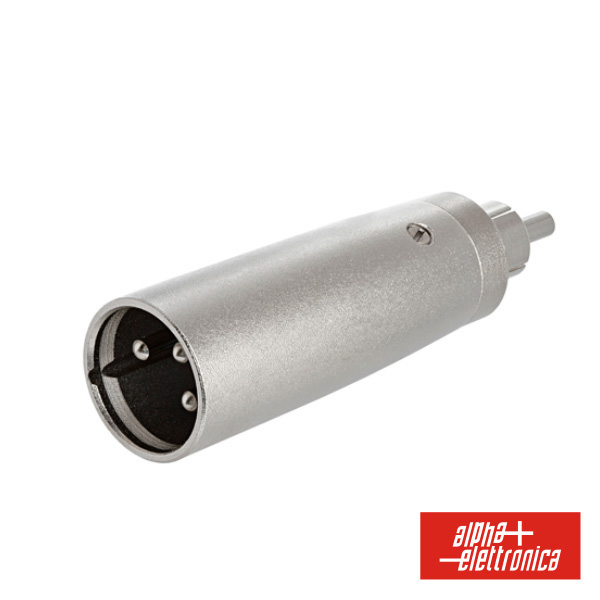 Ficha Adaptadora Xlr 3P Macho / Rca Macho Conector XLR macho metálico prateado com três pinos