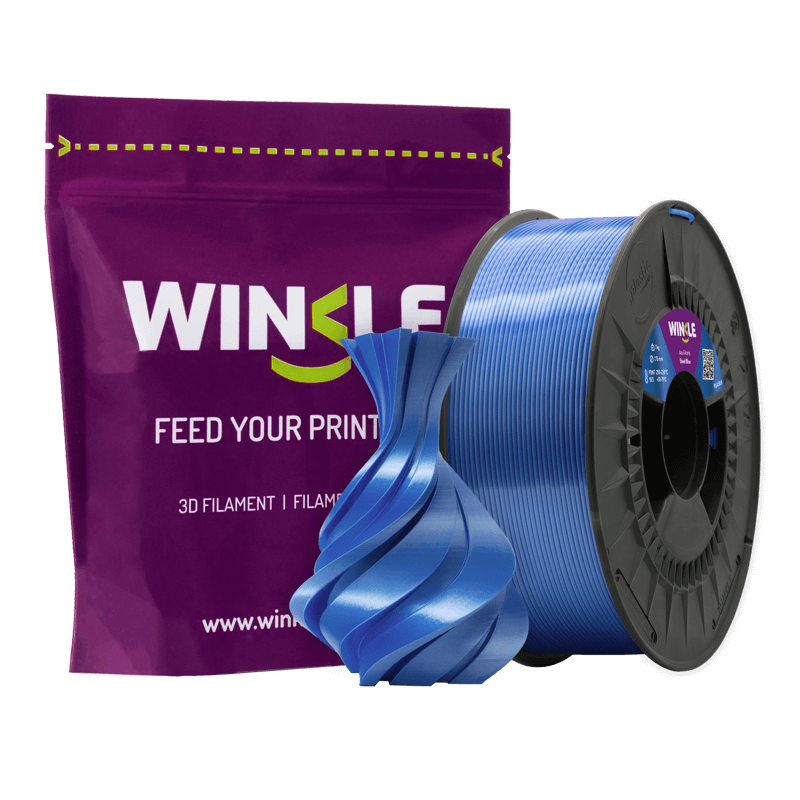 Filamento PLA Azul Aço Silk 1.75mm 1kg Winkle Filamento 3D azul com embalagem roxa WINKLE