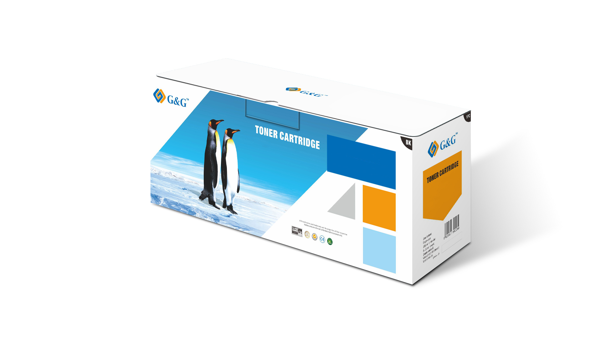 Toner HP 55A Compatível CE255A Embalagem de toner G&G com imagem de pinguins e texto TONER CARTRIDGE