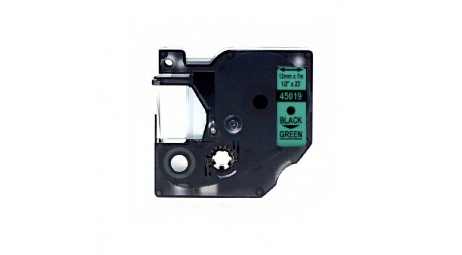 Etiquetas Dymo D1 45019 Generica para Rotuladora Texto preto sobre fundo verde cassete preto para etiquetadora com etiqueta verde e texto preto