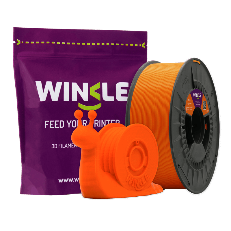 Filamento PLA Laranja Nemo 1.75mm 0,3kg Winkle Rolo de filamento 3D laranja Winkle com figura de caracol e embalagem roxa