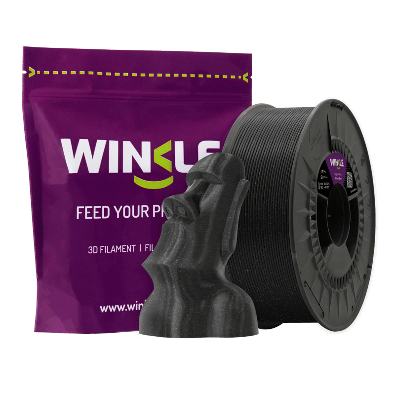 Filamento PLA Preto Galáxia 1.75mm 1kg Winkle Saco roxo WINCLE, rolo filamento preto e figura 3D preta estátua