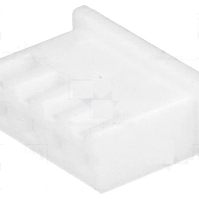 Ficha XH de 4 pinos fêmea 2,5mm sem terminais Conector elétrico branco com três pinos em plástico.