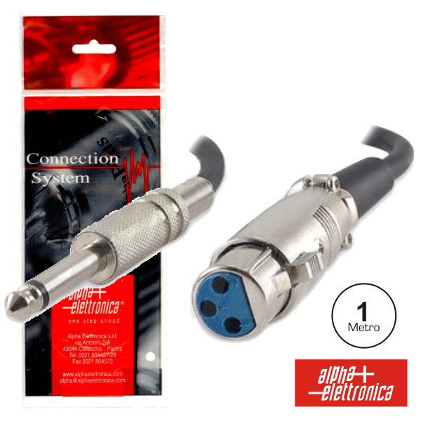 Cabo XLR 3p Fêmea / Jack 6,35 Macho 1M Mn Polybag Adaptador áudio jack a XLR com embalagem e selo 1 Metro