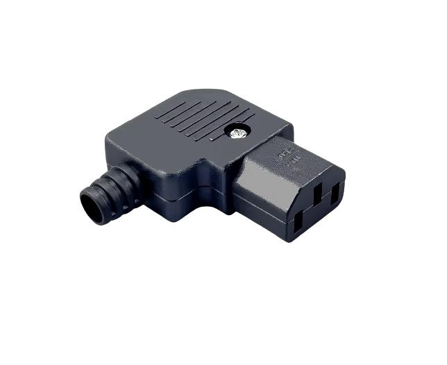 Conector elétrico preto em plástico com três entradas retangulares