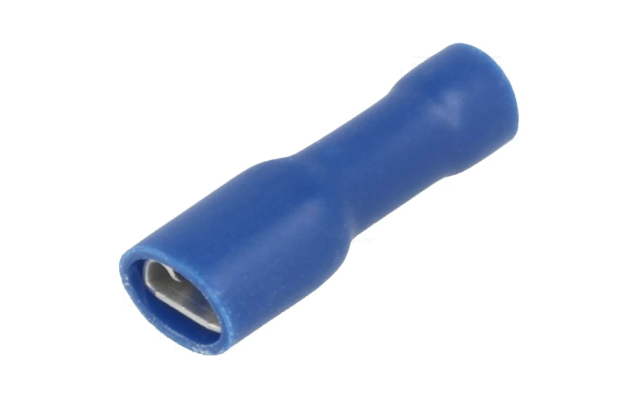 Terminal faston 4,8mm 0,8mm fêmea 1,5 a 2,5 mm2 Conector elétrico azul isolado em fundo branco