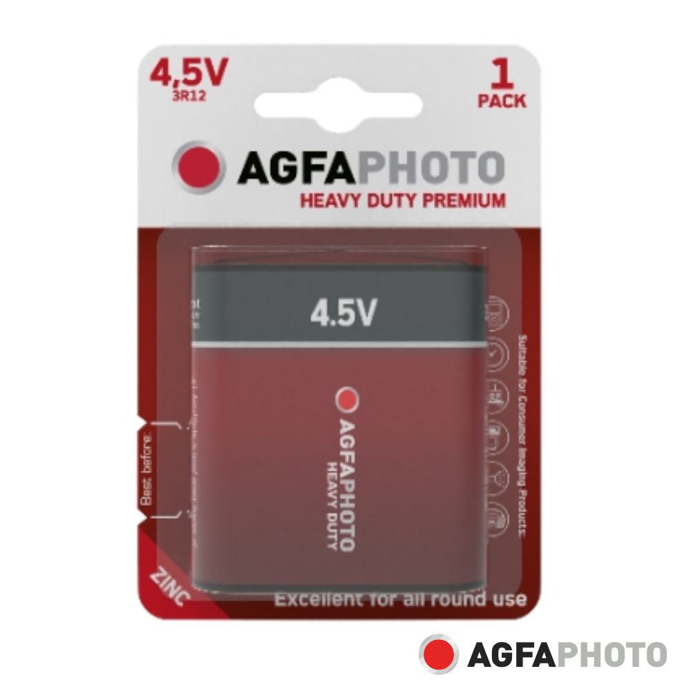 Bateria AGFAPHOTO 4,5V em embalagem vermelha e cinza