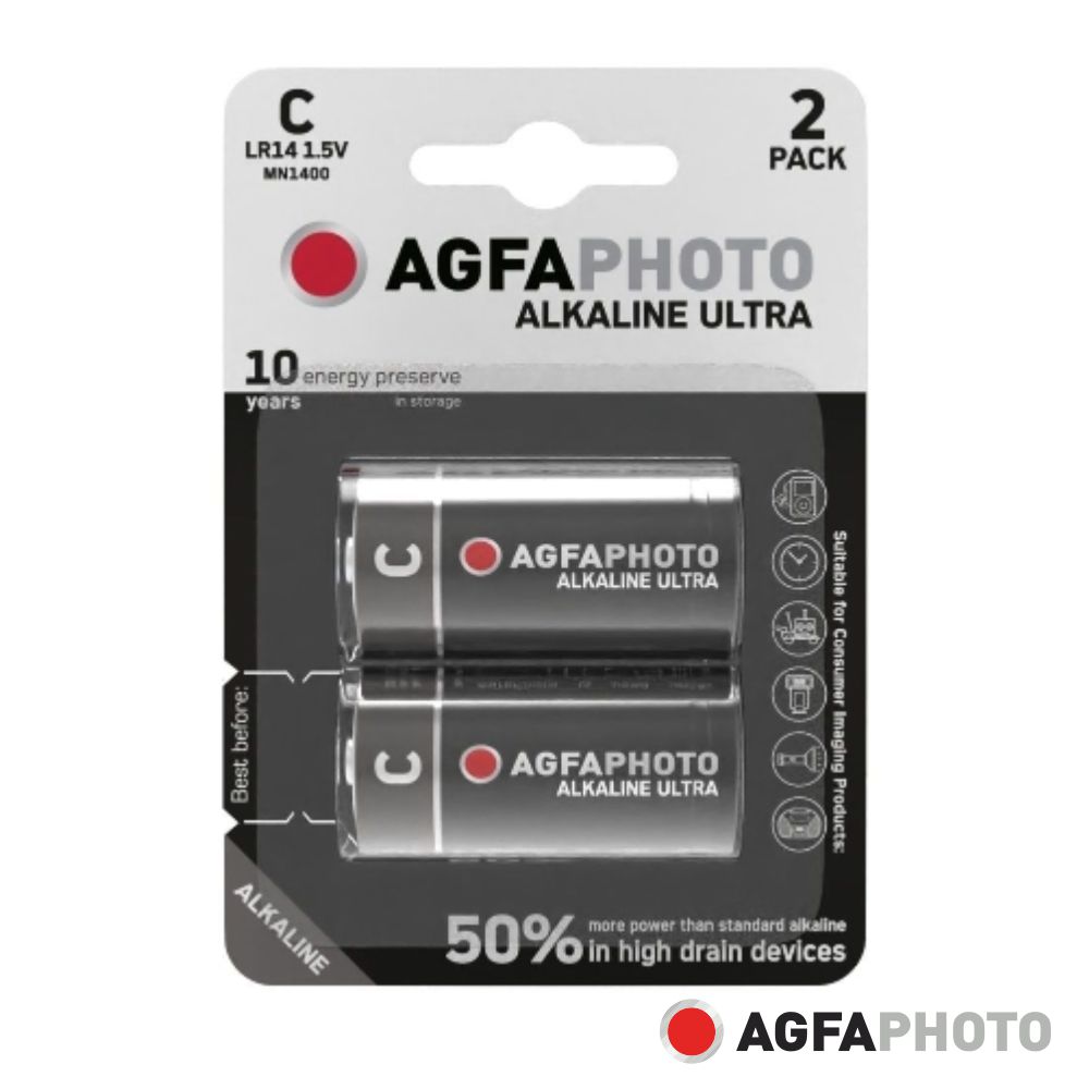 Pack de 2 pilhas alcalinas AGFAPHOTO tipo C LR14 1.5V