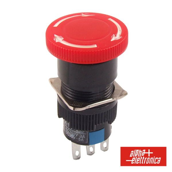 Comutador Pulsador De Emergência 230V 2No-2Nc Botão Botão de emergência vermelho com base preta e conexão metálica