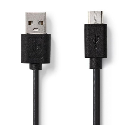 cabo USB preto com conectores tipo A e micro USB