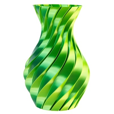 Vaso verde plástico torcido com design moderno