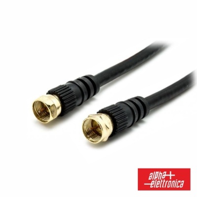 Cabo coaxial preto com conectores F dourados