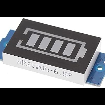 Bateria retangular preta e branca com texto HB3120A-6.5P numa placa eletrónica azul