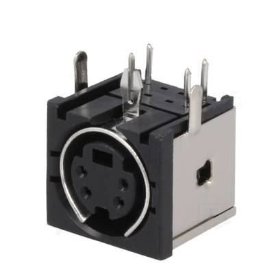 Conector DIN preto e prateado com 5 pinos