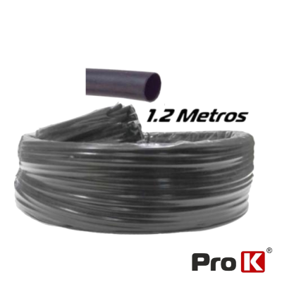 Tubo flexível preto de 1,2 metros com texto e logotipo Pro K