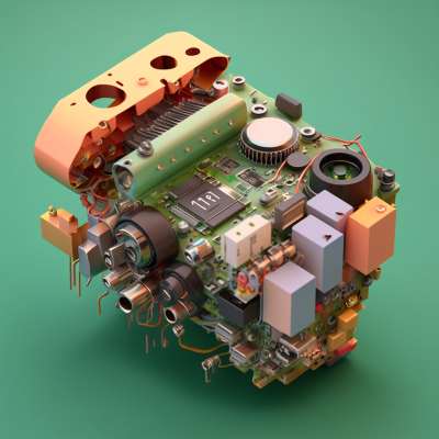 Placa eletrónica complexa com vários componentes