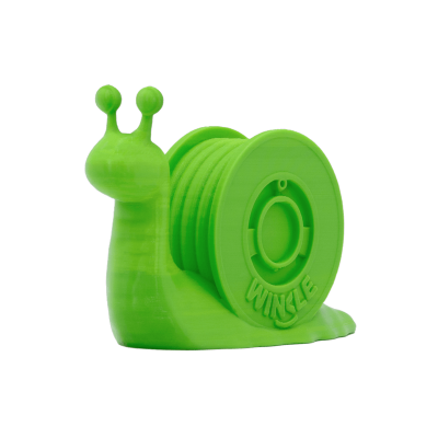 Suporte verde em forma de caracol de plástico com a palavra WINZLE