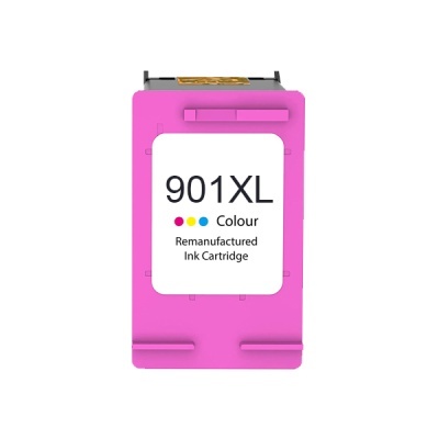 Cartucho de tinta rosa com etiqueta 901XL Colour