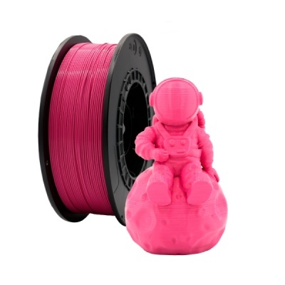 Rolo de filamento para impressora 3D rosa com figura de astronauta em plástico rosa