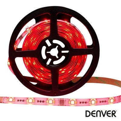 Rolo de fita LED vermelha iluminada com suporte plástico preto