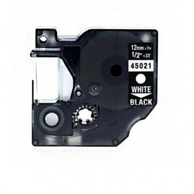 Fita preta e branca para rotuladora modelo 45021 em fundo branco