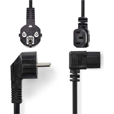 Cabo elétrico preto com ficha macho e ficha fêmea de plástico rígido