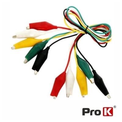 Cabos com garras jacaré multicoloridas com logótipo Pro K