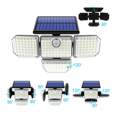 Luz exterior LED solar com painéis ajustáveis e sensor