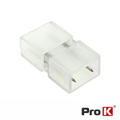 Conector elétrico transparente com dois pinos metálicos