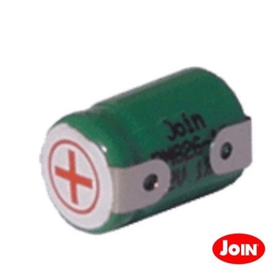 Bateria recarregável verde com símbolo de mais vermelho e logótipo Join