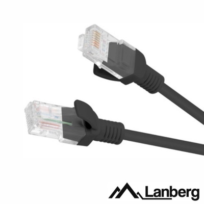 Cabo de rede Lanberg com conectores RJ45 e cabo preto