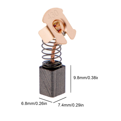 Escova de carvão metálica e preta com mola e número 430