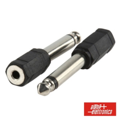 Adaptadores jack de áudio com conetor 6,35mm e corpo preto