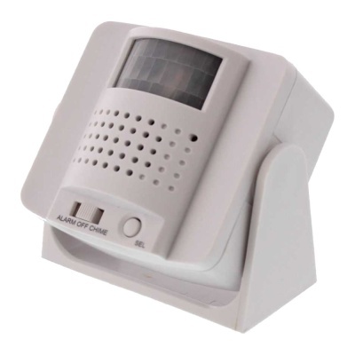 Alarme de movimento branco com sensor PIR em suporte ajustável